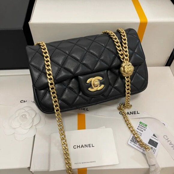 CHANEL Classic Flap CF 23S Shoulder Crossbody Bag Women's Black - Picture 2 of 9